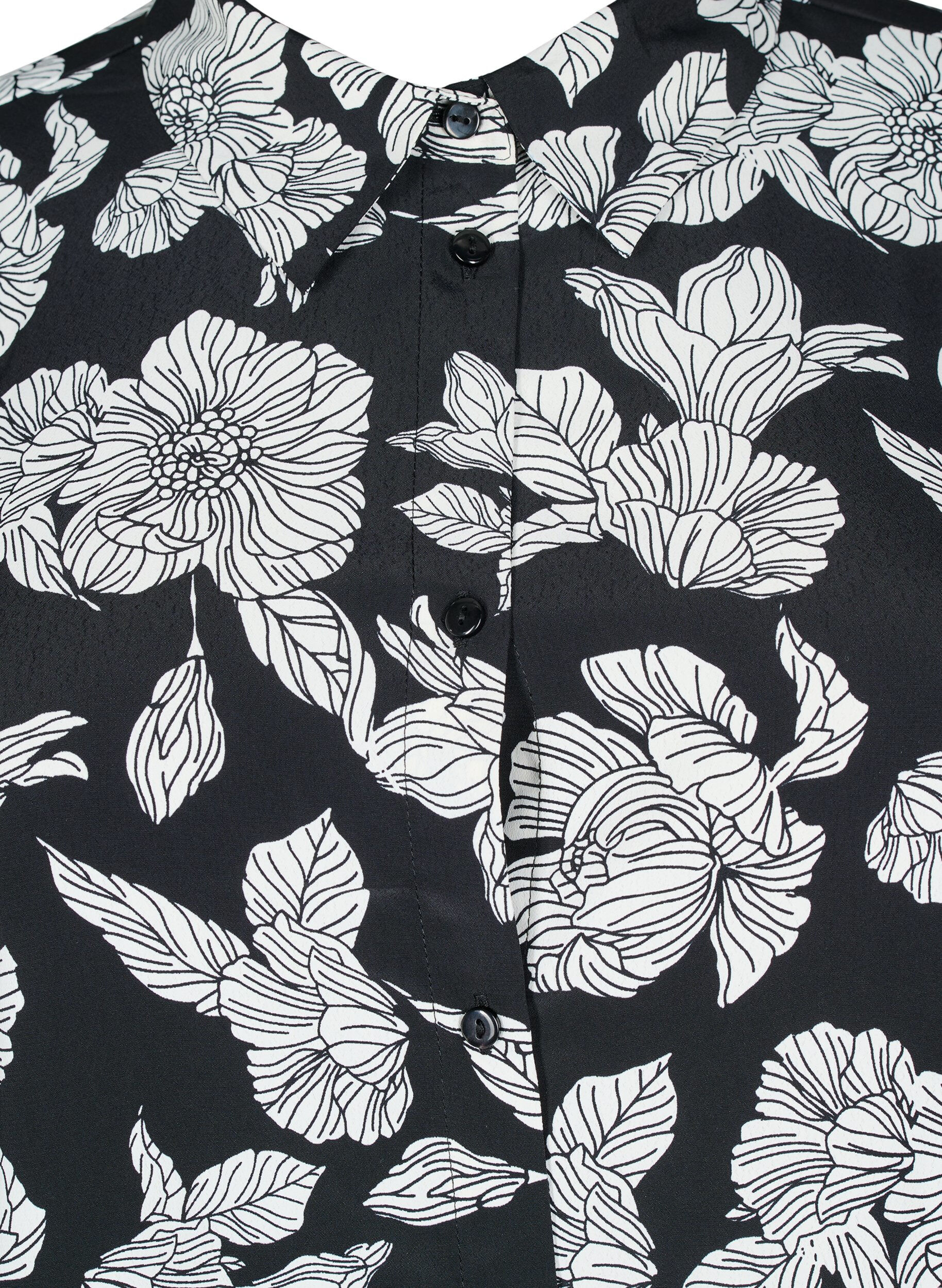 Zizzifashion Shirt with floral print, Black, Packshot image number 2