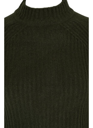 High-neck knitted jumper with rib details, Forest Night Mel., Packshot image number 2