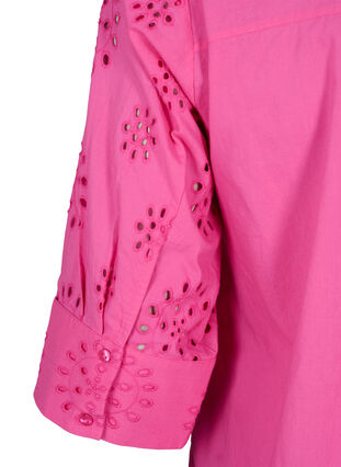 Shirt blouse with embroidery anglaise and 3/4 sleeves, Raspberry Rose, Packshot image number 4