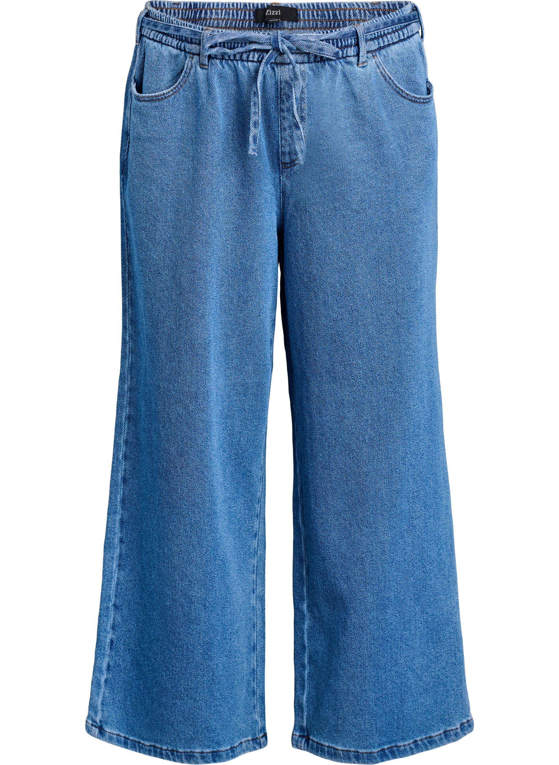 Loose-fit jeans with an elasticated waistband and a drawstring