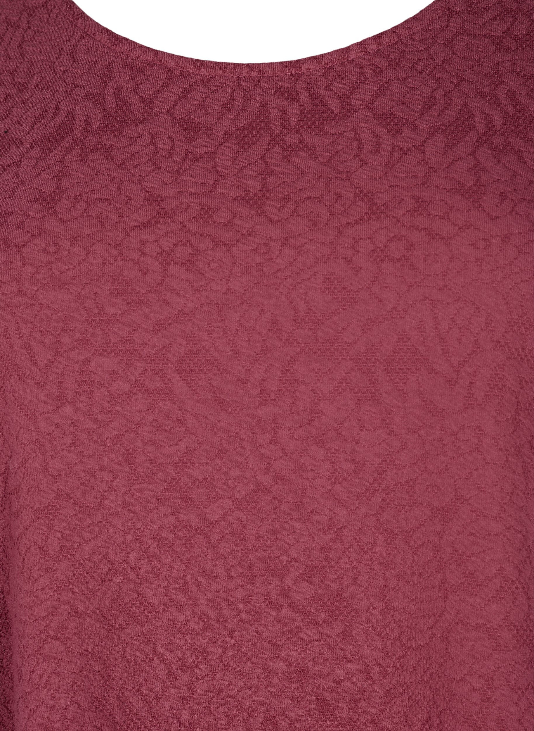 Zizzifashion Long-sleeved blouse with texture, Rose, Packshot image number 2