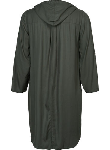 Viscose tunic with hood, Thyme, Packshot image number 1
