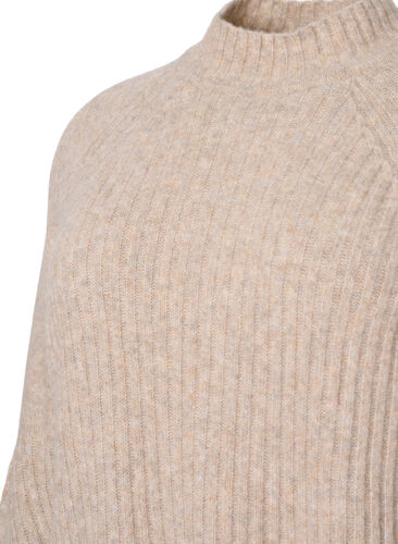 Turtleneck sweater with ribbed texture, Simply Taupe Mel., Packshot image number 2