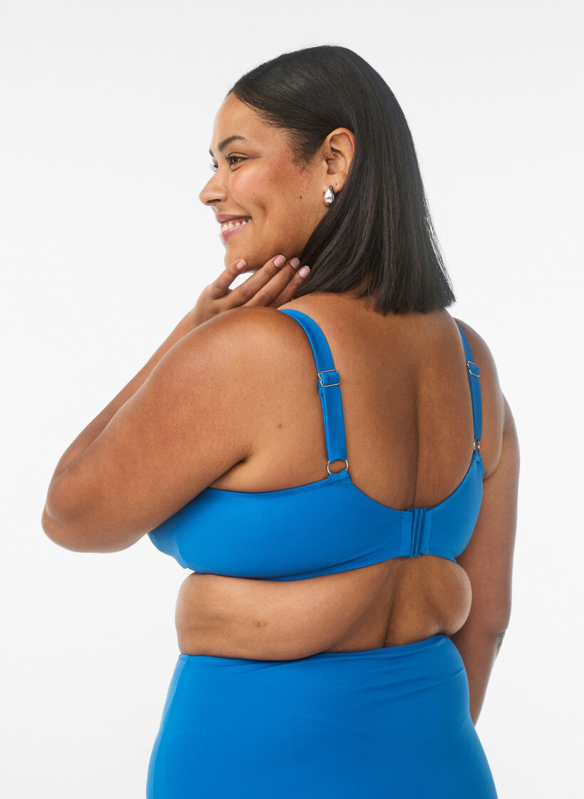 Underwire bikini bra with draping, Blue, Model image number 2