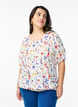 Floral blouse with smocking, Blue, Model image number 0