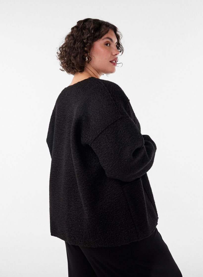 Loose cardigan with pockets, Black, Model image number 2