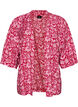 Short viscose kimono with 3/4 sleeves, Pink, Packshot image number 0
