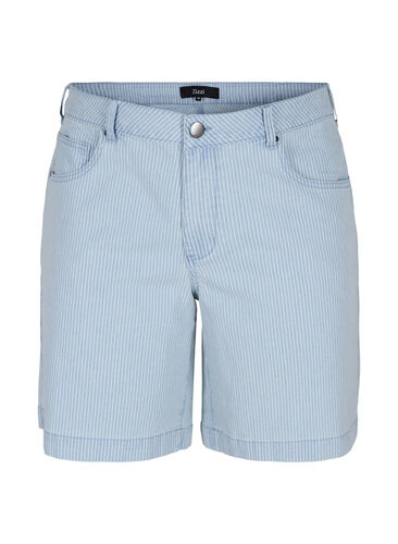 Denim shorts in a striped pattern, Light Blue Stripe, Packshot image number 0