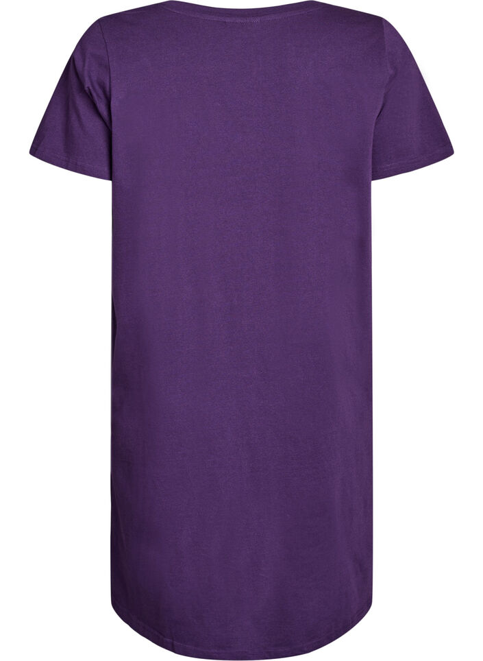 Organic cotton nightgown with v-neck, Purple, Packshot image number 1