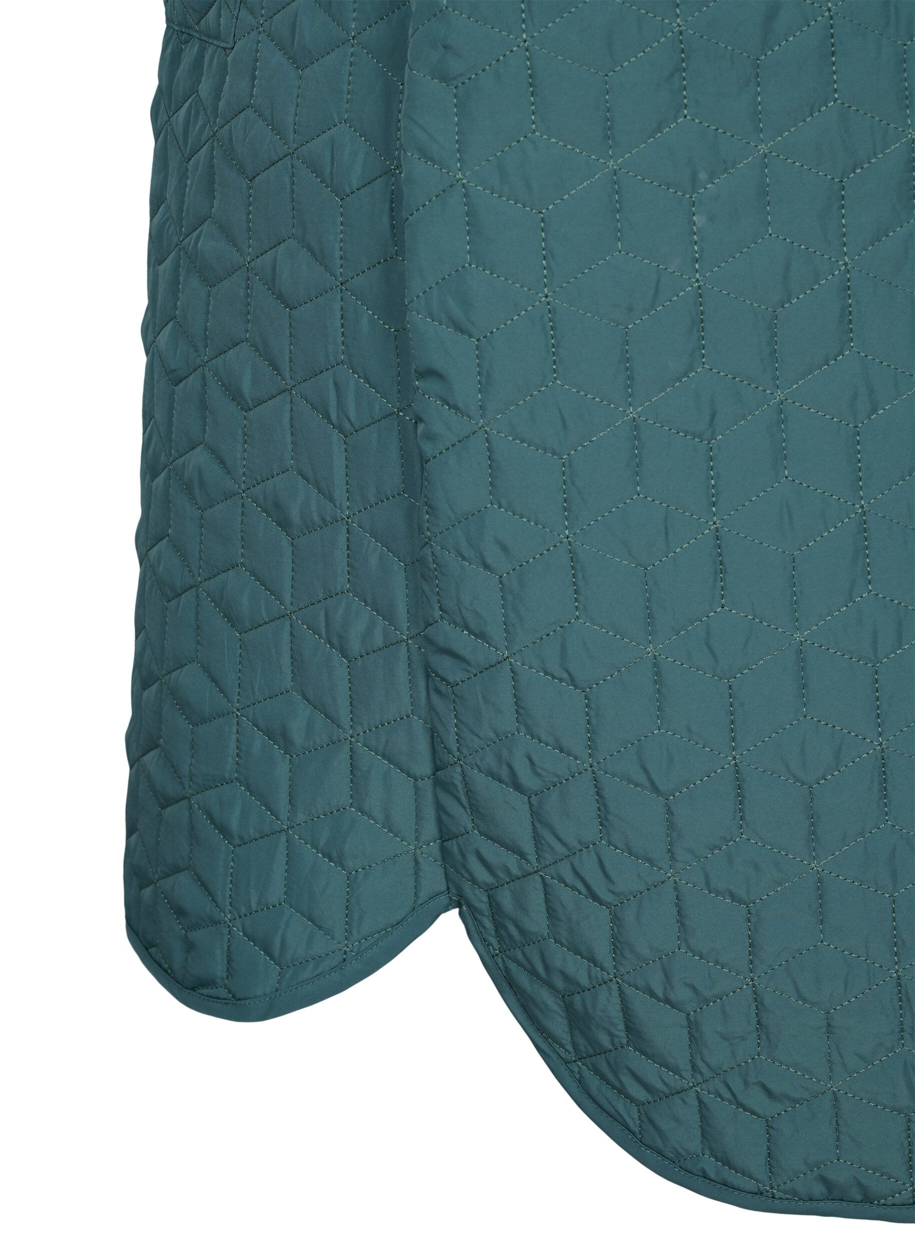 Zizzifashion Long quilted vest with collar and frills, Sagebrush Green, Packshot image number 3