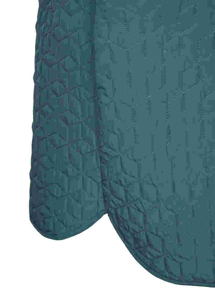 Long quilted vest with collar and frills, Sagebrush Green, Packshot image number 3
