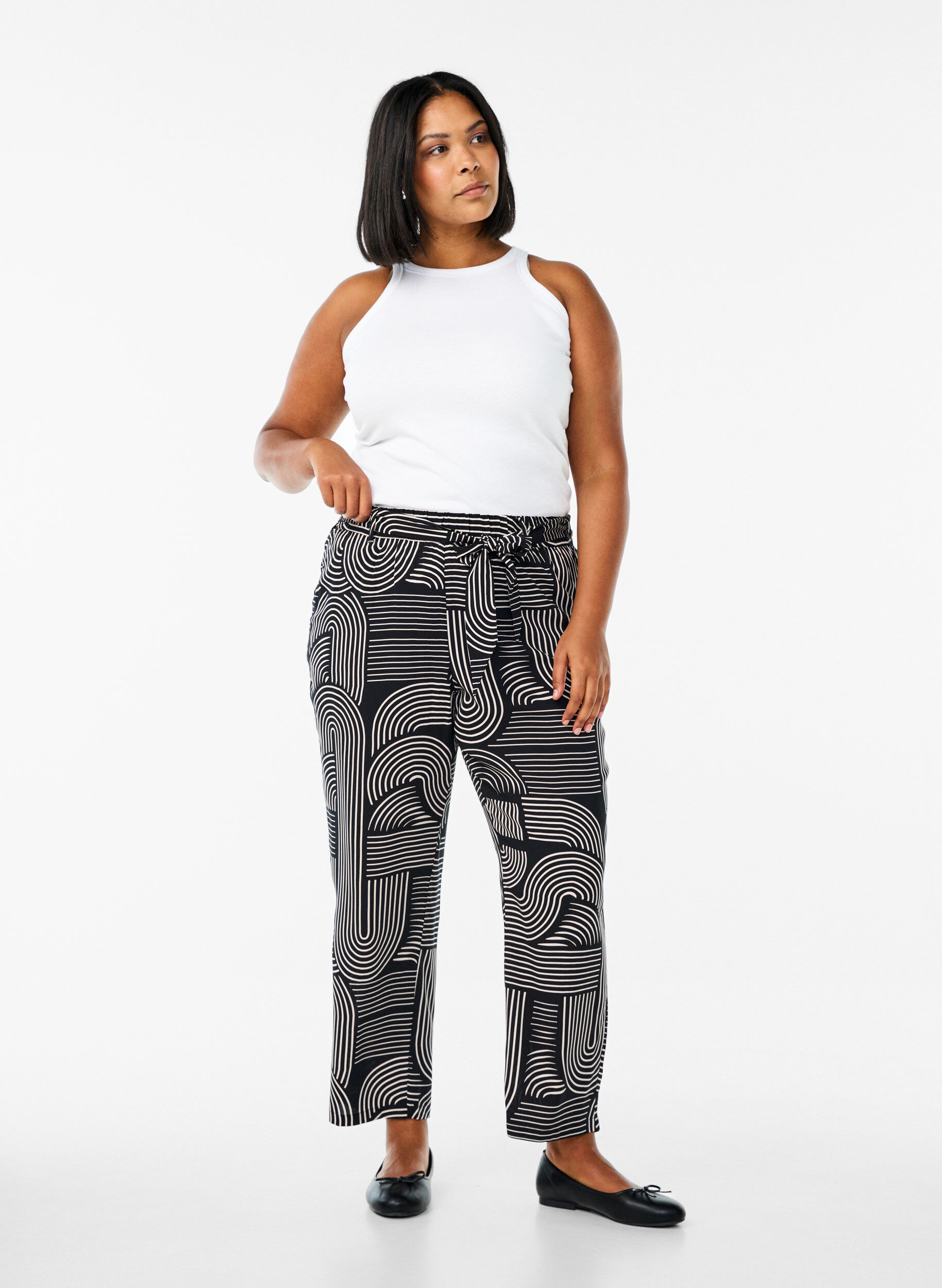 ZizzifashionHigh-waisted viscose trousers, Black, Model image number 0