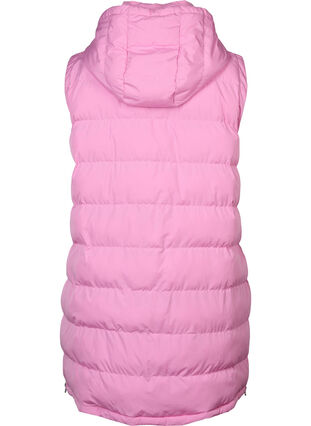 Long vest with hood and button closure, Begonia Pink, Packshot image number 1
