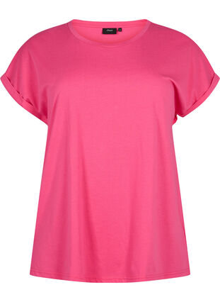 Short sleeve cotton blend T-shirt, Raspberry Sorbet, Packshot image number 0
