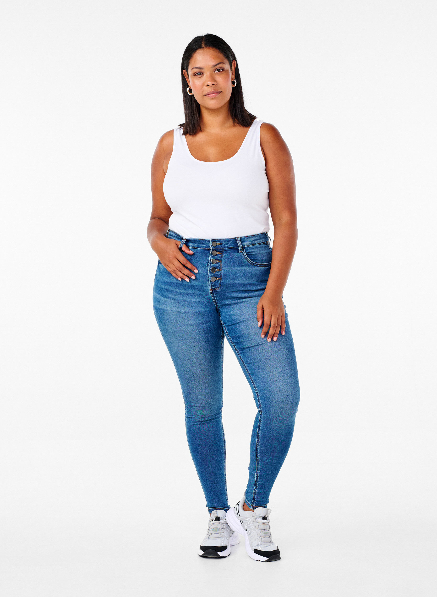 ZizzifashionCotton basic top, White, Model image number 1