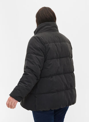 Short winter jacket with zip and high collar, Black, Model image number 1
