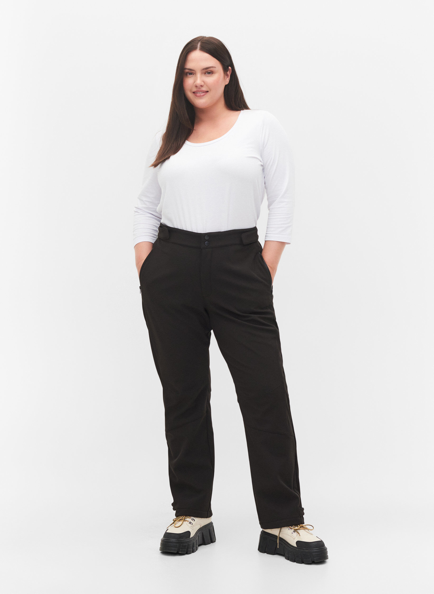 ZizzifashionSoftshell trousers with adjustable velcro, Black, Model image number 1