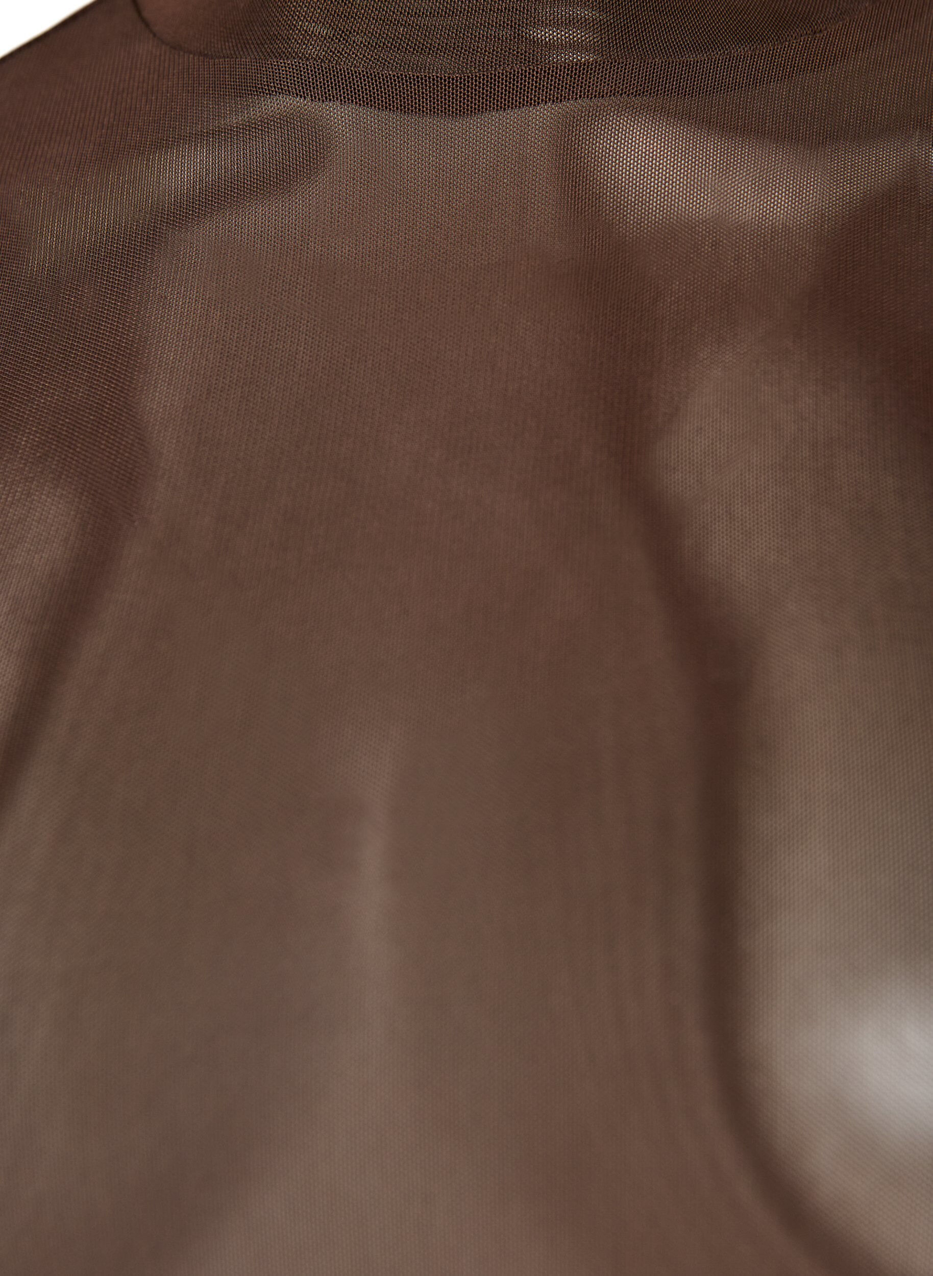 ZizzifashionFitted mesh blouse with long sleeves, Brown, Packshot image number 2