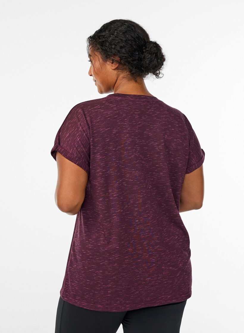 Loose workout t-shirt with short sleeves, Dark Bordeaux, Model image number 2