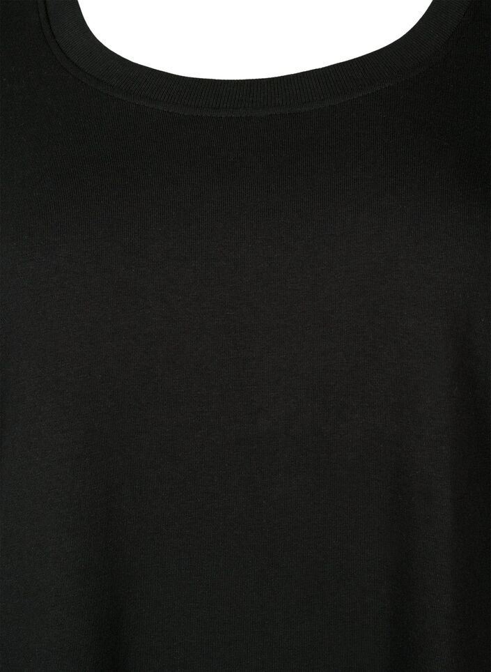 Short-sleeved sweat dress with pockets, Black, Packshot image number 2