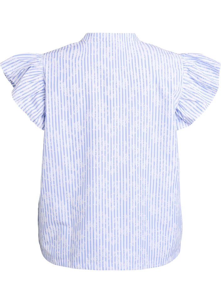 Sleeveless blouse with stripes and floral print, Light Blue, Packshot image number 1