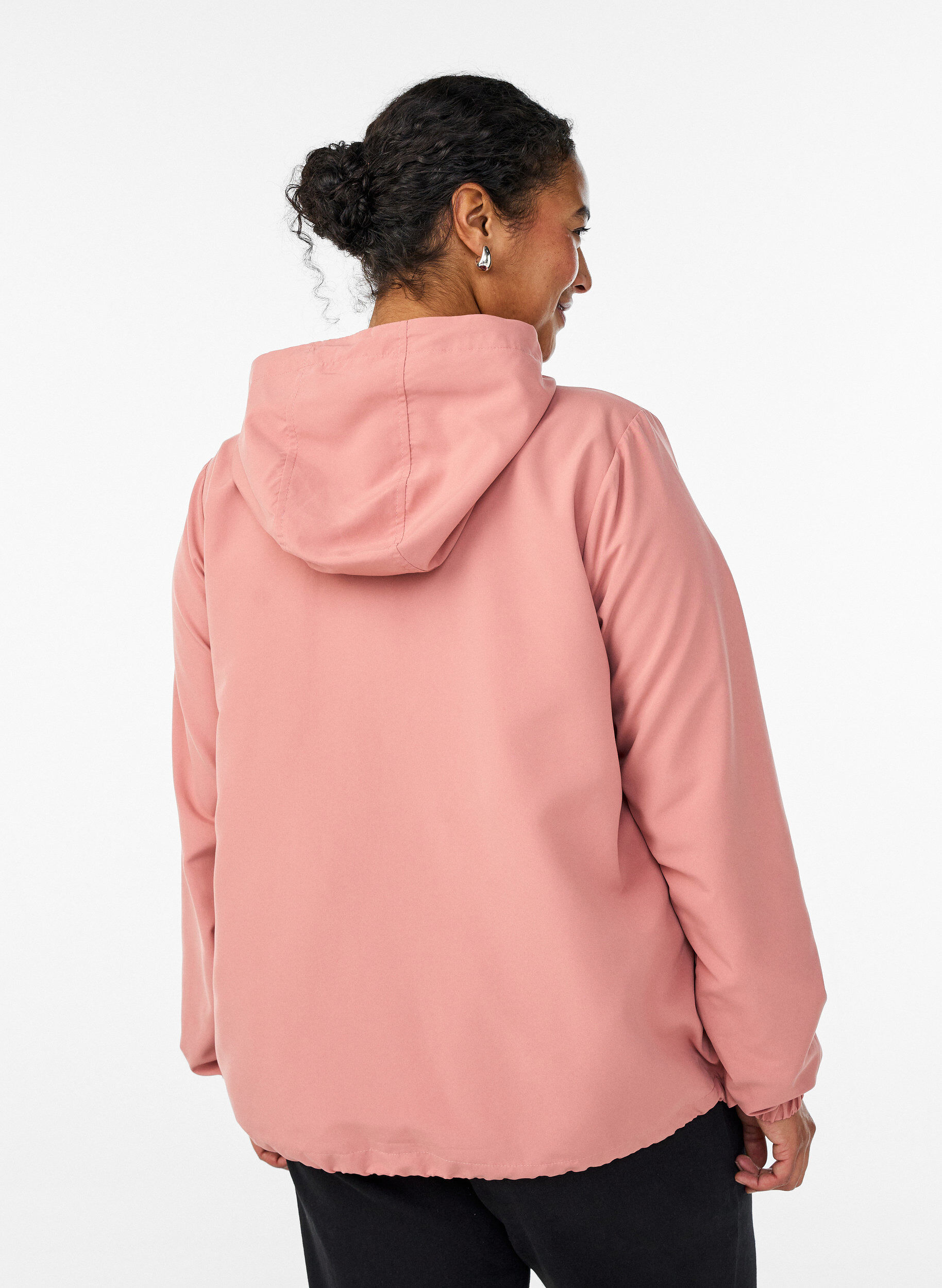 ZizzifashionLightweight jacket with a hood and zipper, Rose, Model image number 2