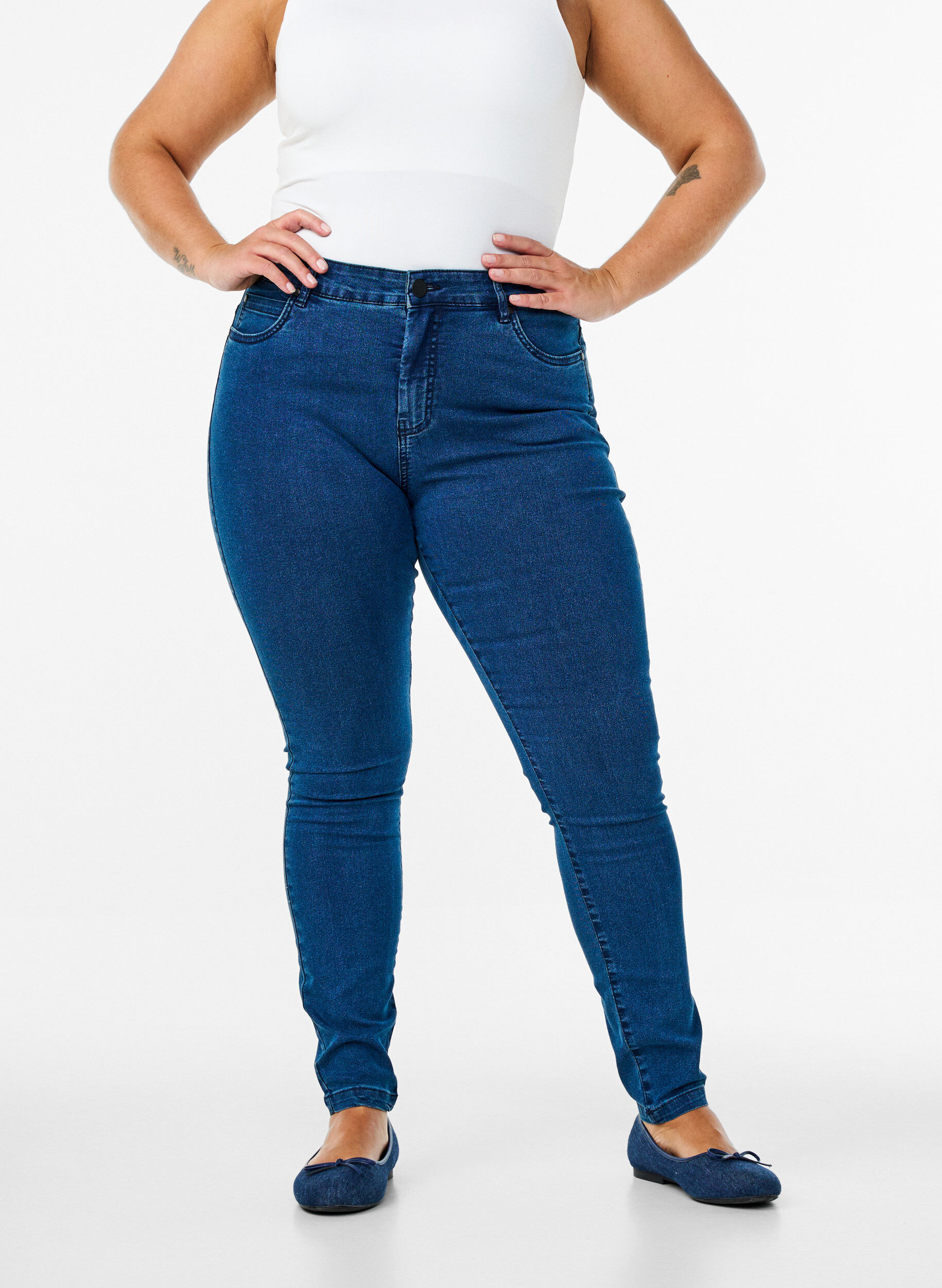 Zizzifashion High waist super slim Amy jeans, Blue, Model image number 3