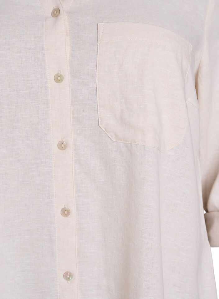 Shirt in linen and viscose with 3/4 sleeves, Beige, Packshot image number 2