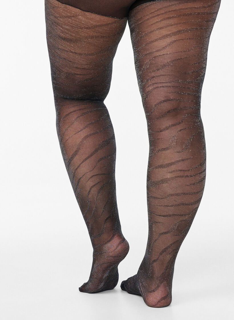 Tights with glitter zebra and 30 denier, Black, Model image number 1