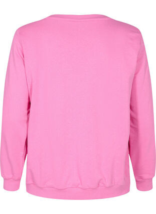 Cotton sweatshirt with text print, Wild Orchid, Packshot image number 1