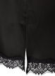 Long satin top with lace edges, Black, Packshot image number 3
