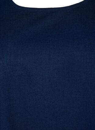 Short-sleeved blouse in cotton blend with linen, Navy Blazer, Packshot image number 2