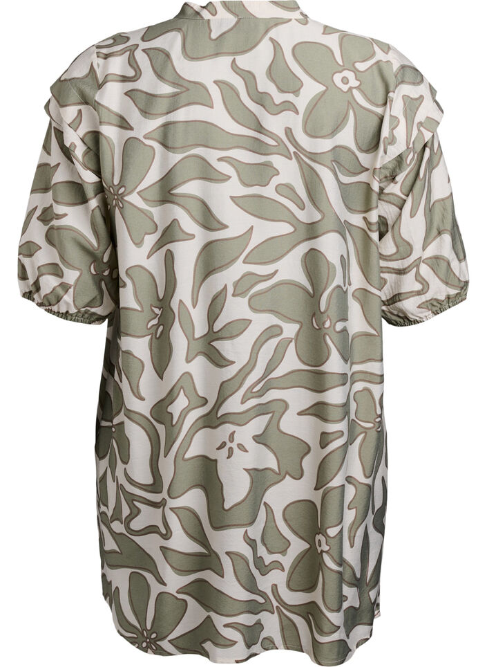 Viscose tunic with print, Oil Green Grap. AOP, Packshot image number 1