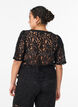 Short-sleeved lace blouse with V-neck, Black, Model image number 2