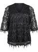 Party blouse with sequin fringes and 3/4 sleeves, Black, Packshot image number 0