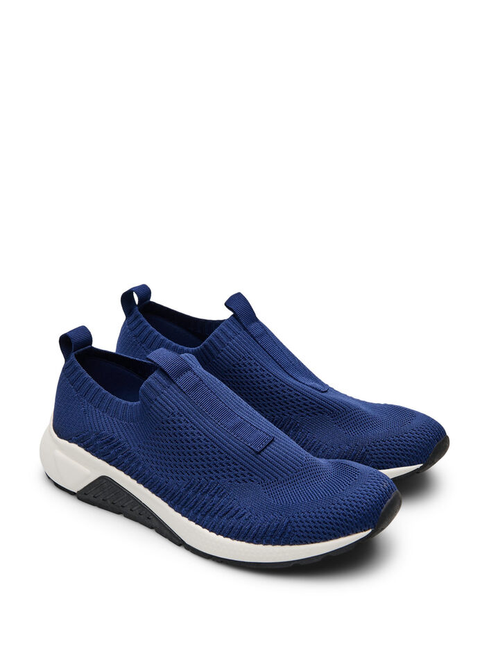 Sneakers in stretchy knit material, Blue, Packshot image number 1