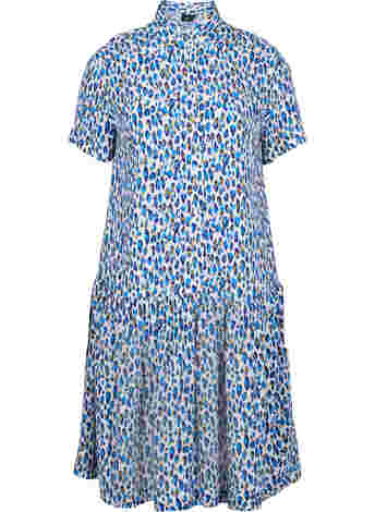 short-sleeved viscose midi dress