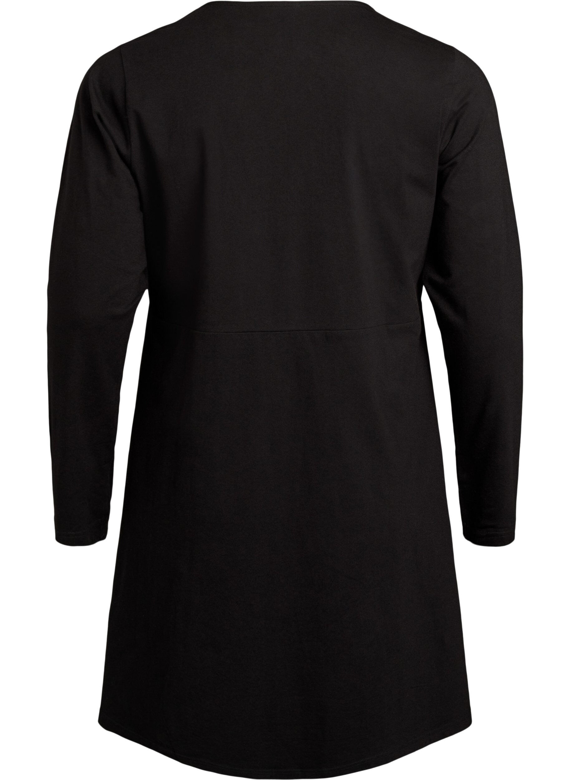 Zizzifashion Long-sleeved dress with round neck, Black, Packshot image number 1