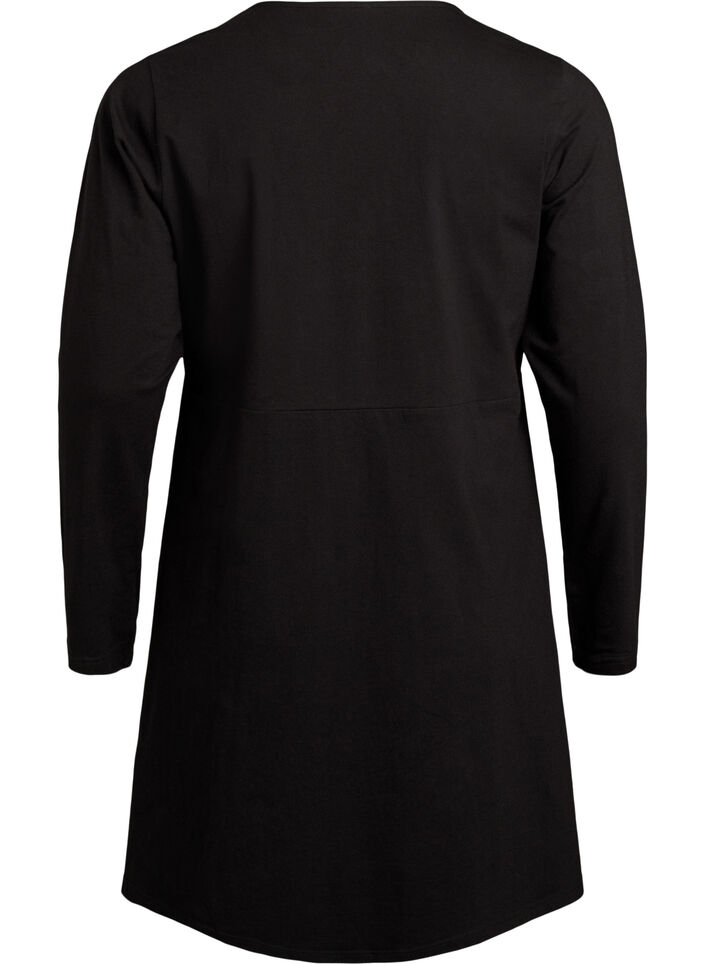 Long-sleeved dress with round neck, Black, Packshot image number 1