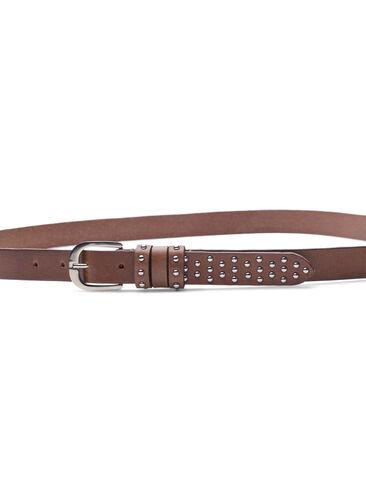 Studded leather belt, Brown, Packshot image number 1