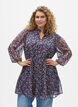 Tunic with floral print and glitter threads, Blue, Model image number 0