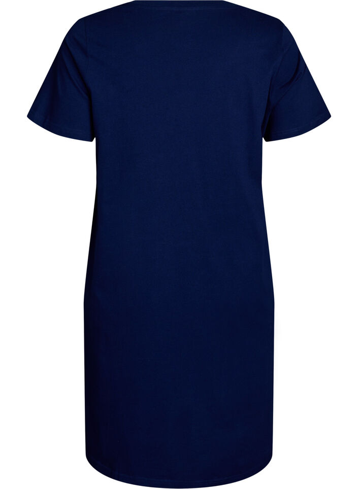 Organic cotton nightdress with V-neck, Blue, Packshot image number 1