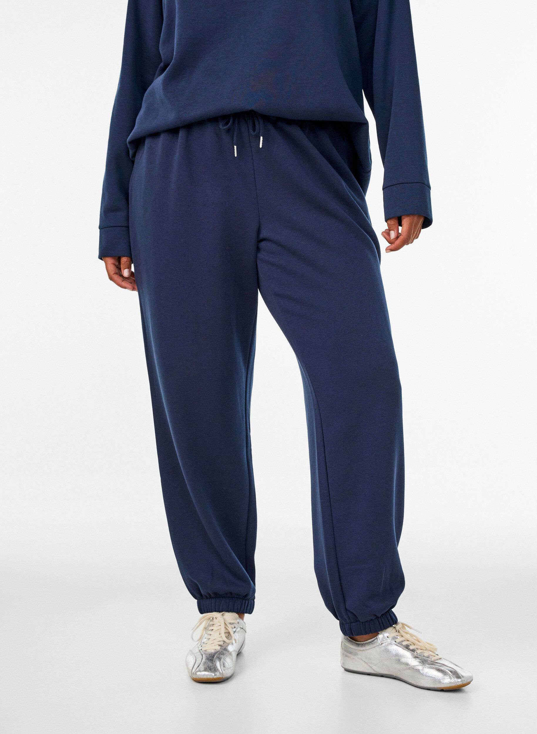 ZizzifashionHigh-waisted sweatpants with drawstring, Blue, Model image number 2