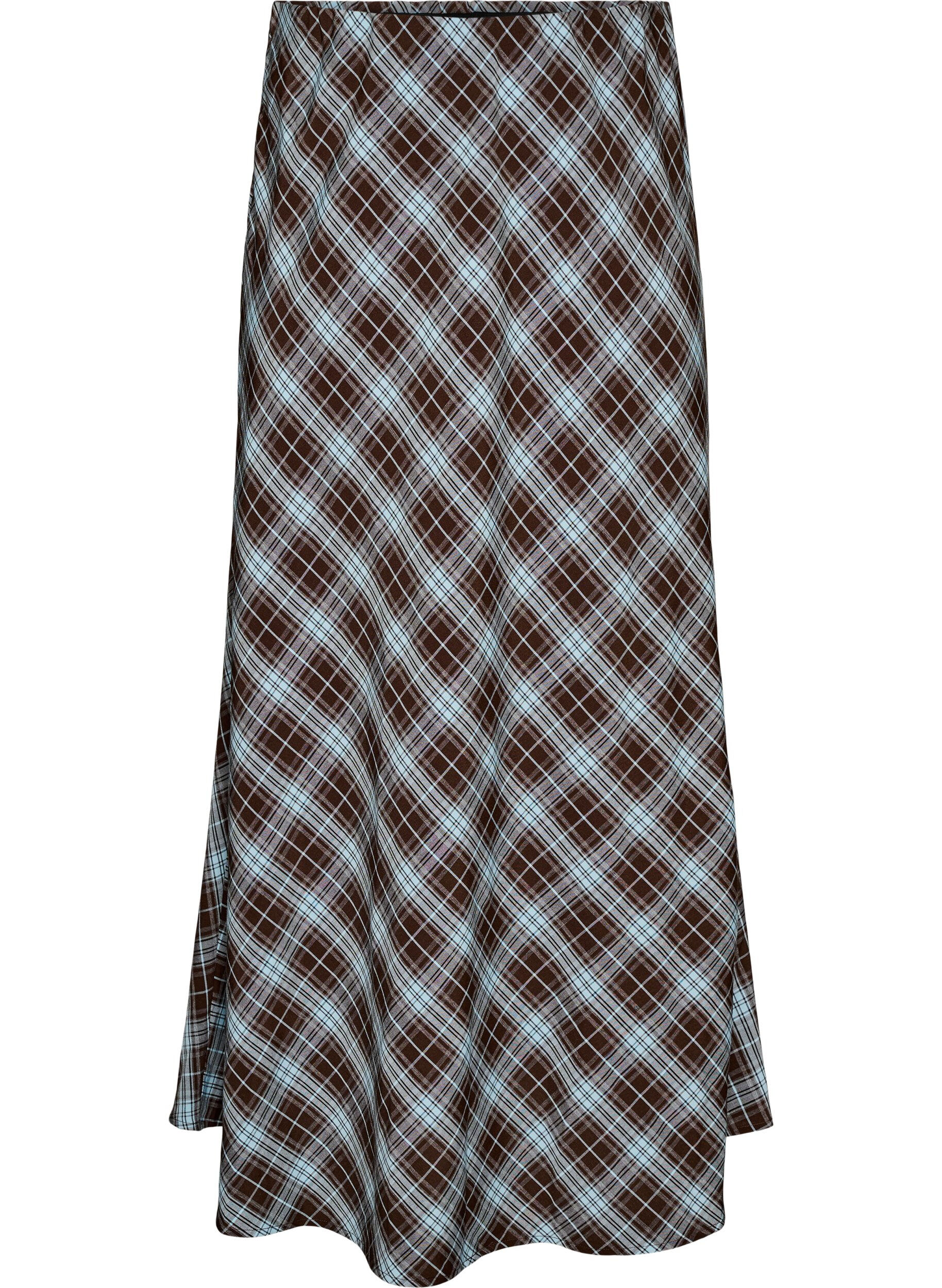 Checked A-line maxi skirt