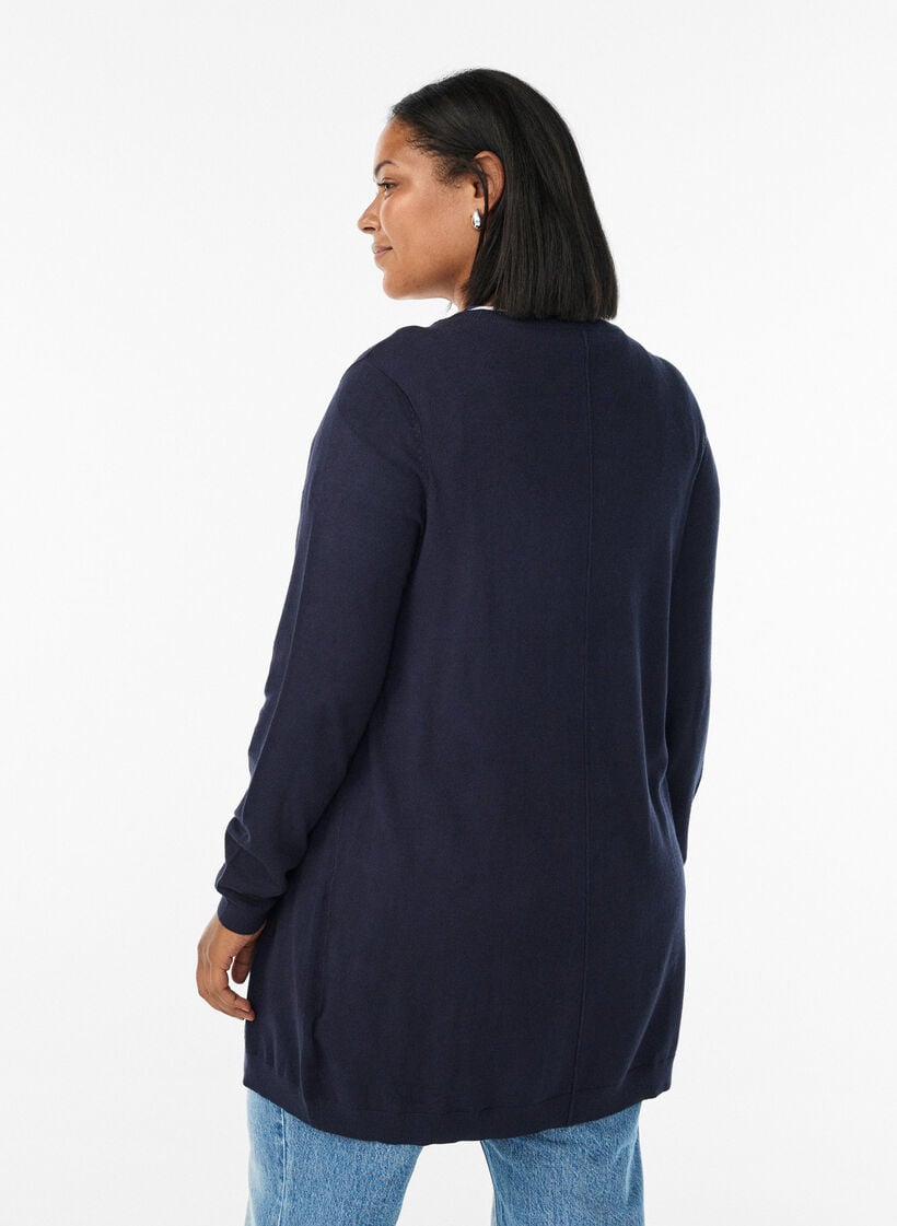 Long knitted cardigan in a viscose blend, Blue, Model image number 2