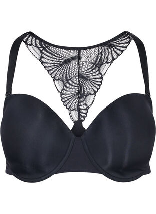 Underwire bra with lace back, Black, Packshot image number 0
