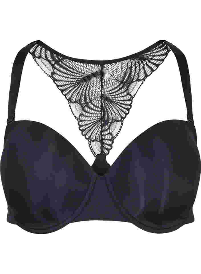 Alma underwire bra with lace back, Black, Packshot