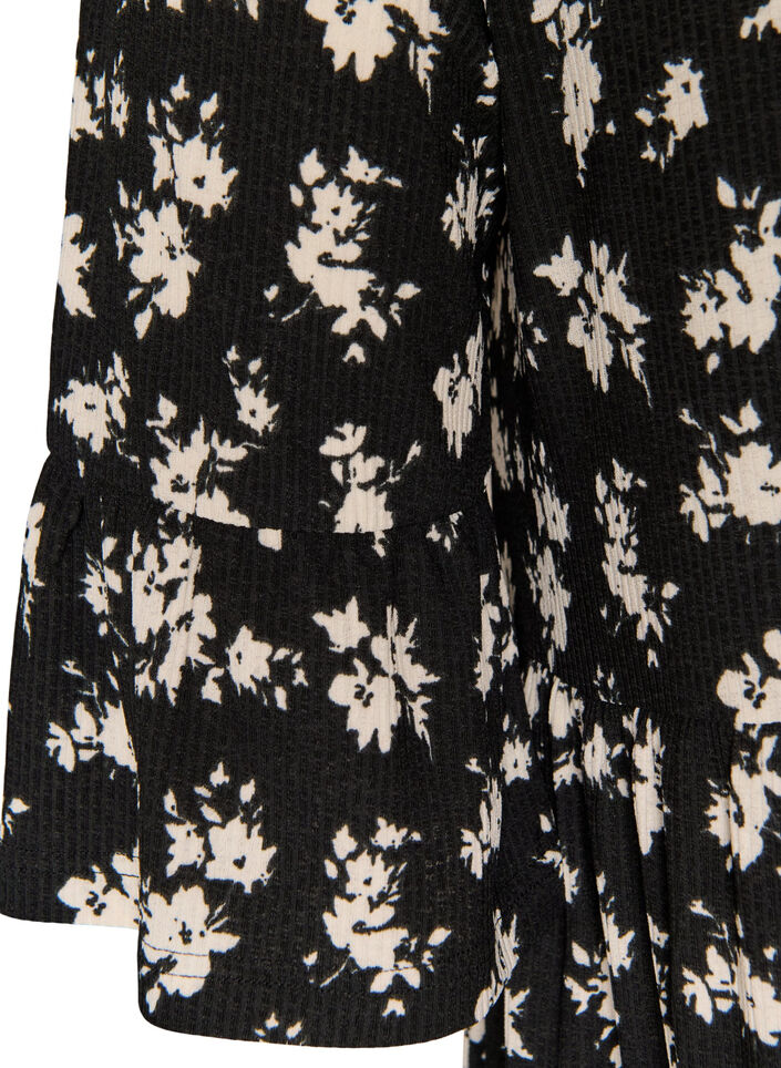 Short A-line jersey dress with an all-over print, Black, Packshot image number 3