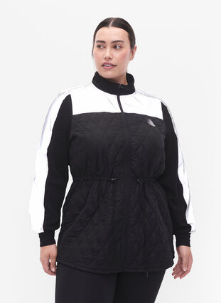 Reflective sports jacket with adjustable waist, Black w. Reflex, Model image number 0