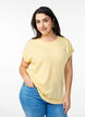Short-sleeved t-shirt in a cotton blend, Yellow, Model image number 0